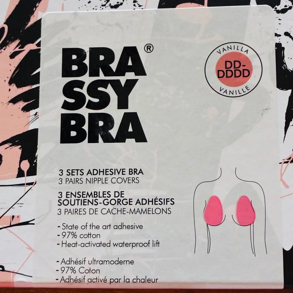 Brassy Bra Adhesive Bra Women DD-DDDD Vanilla Nipple Covers 3 Sets New